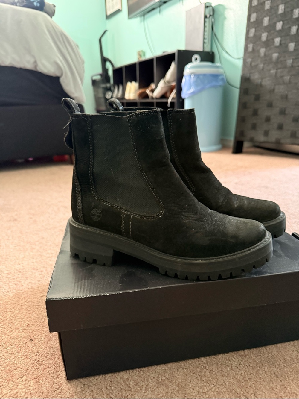 Timberland Black Suede Chelsea Lug Boots